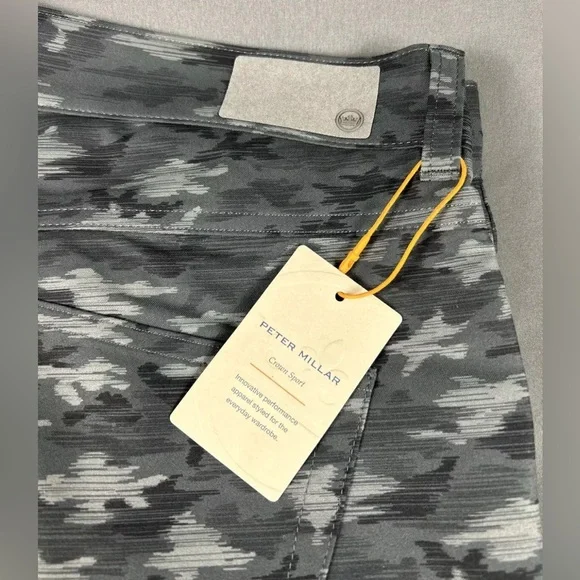 Peter Millar Golf Pants Crown Sport eb66 Camo Print 36 x 32 Gray Iron Polyester